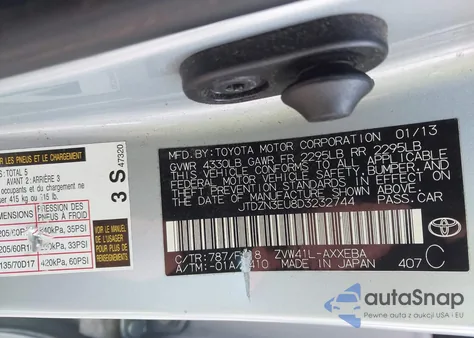 2013 Toyota Prius V Two from USA, damaged, VIN JTDZN3EU8D3232744